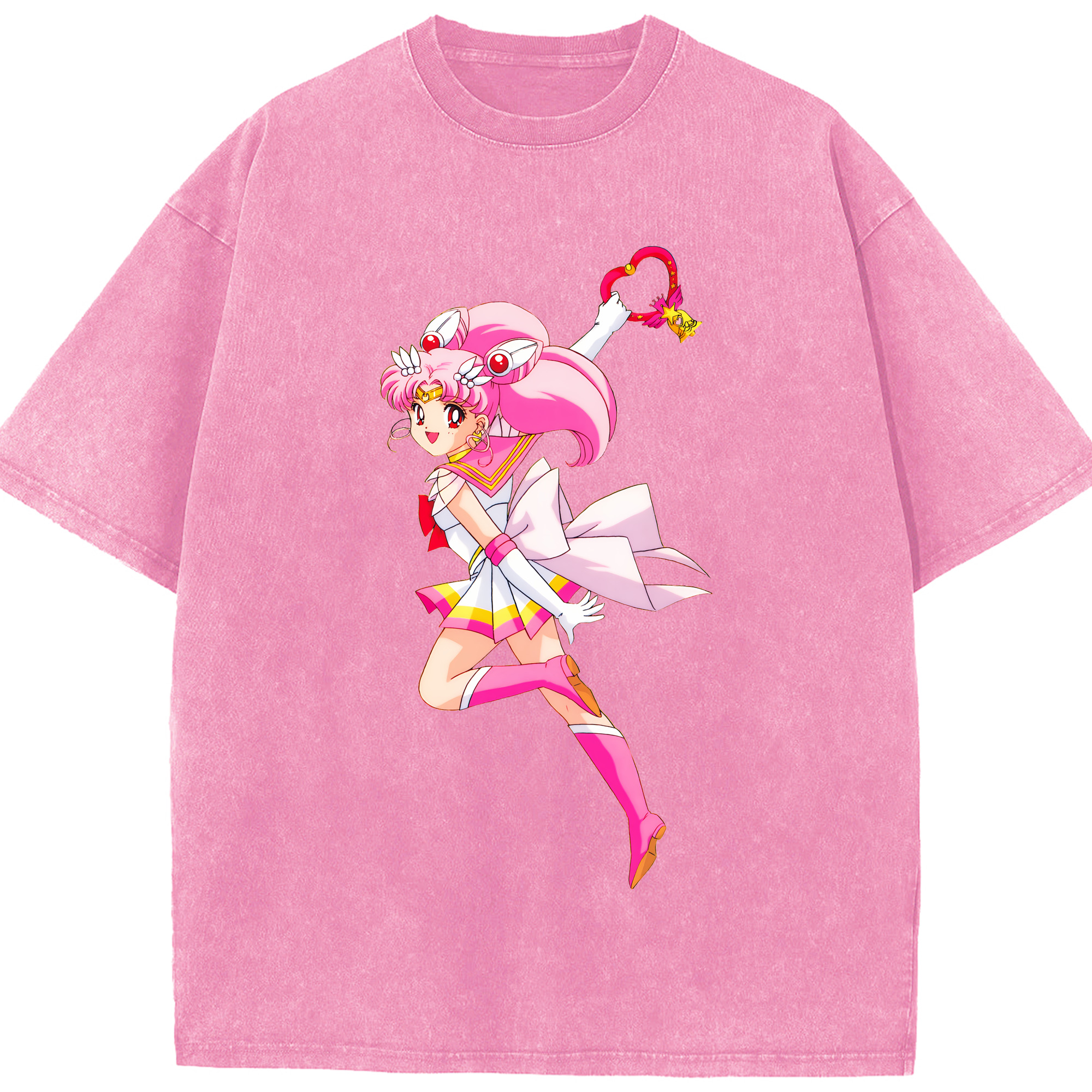 （画像用） 美少女戦士セーラームーン ちびうさ Sailor Moon Chibiusa Tsukino Usagi Small Lady Serenity 綿100% ヴィンテージ風 半袖Tシャツ（フロントプリント）